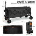 Overmont 300L Foldable Collapsible Wagon - Heavy Duty Utility Beach Wagon Cart with Rotatable Wide Wheels Inside Pockets for Camping Garden Shopping Sports - 440lbs Load 🍁 All In One Marketplace Canada