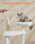 Feandrea WoodyWonders Cat Tree with Litter Box Furniture Hidden Enclosure, 2-in-1 Modern Tower, Cat Condo with Scratching Posts, Removable Pompom Sticks, Cloud White UPCT113W01 🍁 All In One Marketplace Canada