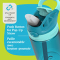 Contigo Kids Aubrey Straw Water Bottle with Leak-Proof Lid, BPA-Free Plastic, Dishwasher Safe, Juniper Jade Vine, 14 oz (414 mL) 🍁 All In One Marketplace Canada