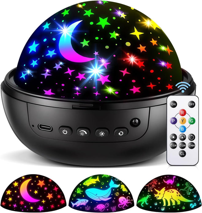 PIKOY Night Light for Kids,93 Lighting+3 Films Star Projector Night Light, Dimmable Remote Star Lights, 360° Sensory Projector Nightlight Glow in the Dark Stars, Toddler 3 Year Old Boy Toys for 3-5 🍁 All In One Marketplace Canada