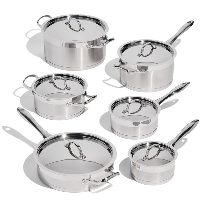 Lagostina Moderna 12-Piece Stainless Steel Cookware Set, Commercial Capsule Base, Induction Safe Pots and Pan Set Includes Saucepan, Casserole, Dutch Oven & Lids, Oven Safe up to 400°F / 204ºC 🍁 All In One Marketplace Canada