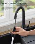 FORIOUS Black Kitchen Faucets with Pull Down Sprayer, Kitchen Sink Faucet with Pull Out Sprayer, Fingerprint Resistant, Single Hole Deck Mount, Single Handle Copper Kitchen Faucet, Matte Black 🍁 All In One Marketplace Canada