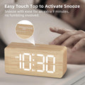Wooden Digital Alarm Clocks for Bedrooms: Dimmable Dual Alarm Clock with Large Numbers for Bedside Desk - Bamboo 🍁 All In One Marketplace Canada