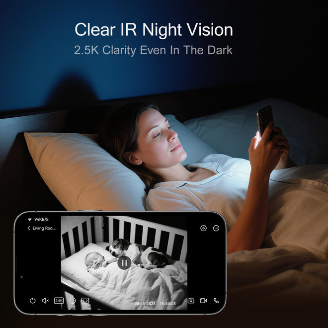 CINMOORE 2.5K Camera Surveillance Interieur, Indoor Security Cam, Free AI Pet/Person/Cry Detection, 4MP Pet Camera with Phone App Pan Tilt 2.4GHz WiFi, Night Vision, Full Duplex Audio 🍁 All In One Marketplace Canada
