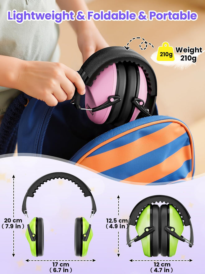 2 Pack Noise Cancelling Headphones for Kids: Dr.meter Kids Ear Protection Earmuffs for Autism Sensory - Hearing Protection Earmuffs for Monster Truck Concerts Study and Fireworks - (green+pink) 🍁 All In One Marketplace Canada