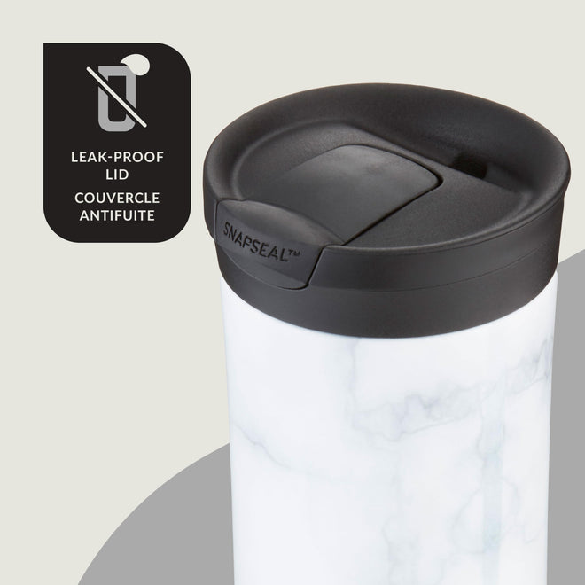 Contigo Huron 2.0 Couture Stainless Steel Travel Tumbler, Vacuum-Insulated Metal Tumbler for Coffee and Tea with Leak-Proof Lid, White Marble, 20 oz (591 mL) 🍁 All In One Marketplace Canada