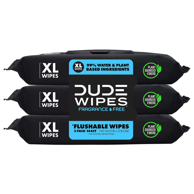 DUDE Wipes Flushable Wet Wipes Dispenser (3 Packs 48 Wipes), Unscented Wet Wipes with Vitamin-E & Aloe for at-Home Use, Septic and Sewer Safe 🍁 All In One Marketplace Canada
