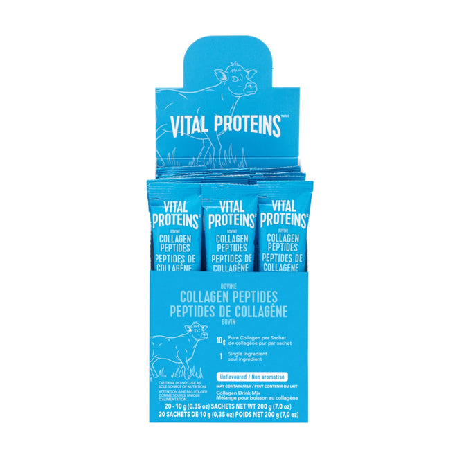 VITAL PROTEINS Bovine Collagen Peptides Powder, Single-serve Stick Packs, Unflavoured, Odourless, Gluten-free, No Added Sugar, Paleo-friendly, Non-GMO, No Artificial Flavours Or Colours, 200 g 🍁 All In One Marketplace Canada