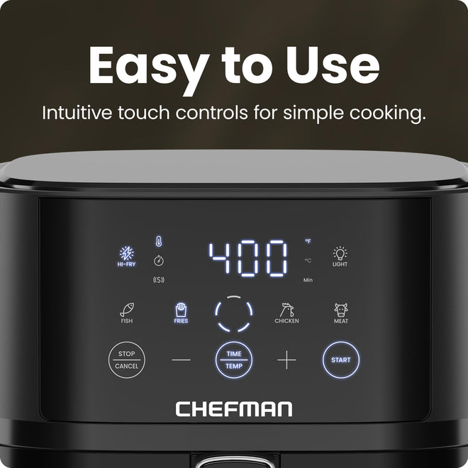 Chefman Air Fryer – 4 QT Compact Airfryer for Quick & Easy Meals, Features Hi-Fry Technology for Extra Crisp, Easy-View Window, Touch Controls with 4 Presets, Nonstick & Dishwasher Safe Basket - Black 🍁 All In One Marketplace Canada