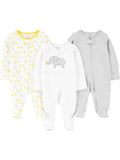Simple Joys by Carter's Baby 3-Pack Neutral Sleep and Play, Elephant, Stripe, giraffe, 3-6 Months 🍁 All In One Marketplace Canada