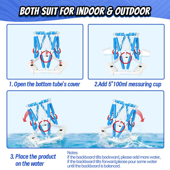 Pool Basketball Hoop Toys, Inflatable Water Basketball Game Pool, Pool Floaties Basketball Hoop Toy Outdoor Toys for Kids Boys Aged 4-18 and Adults (L) 🍁 All In One Marketplace Canada