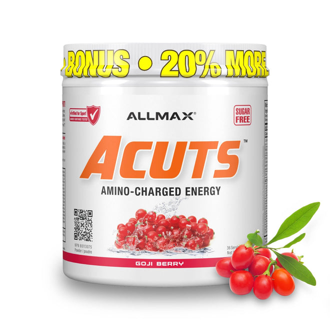 ALLMAX ACUTS Amino Energy Powder with Amino Acids Supplement, Goji Berry, 36 Servings, Caffeine, Green Coffee Extract, 2000 mg Taurine, L-Carnitine, Sugar Free, Gluten & Dye Free, Amino Acid Drink 🍁 All In One Marketplace Canada