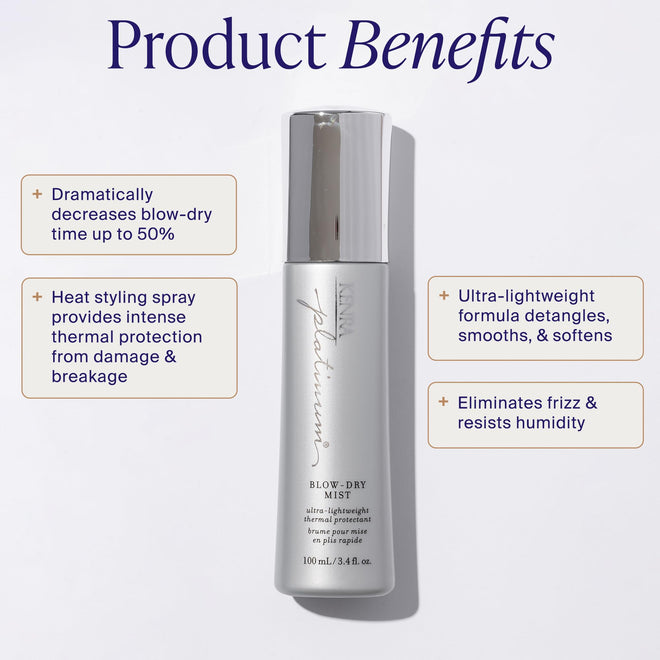 Kenra Platinum Blow-Dry Mist | Ultra Lightweight Thermal Heat Protectant | Reduces Dry Time & Frizz | Fine to Medium Hair | 100 mL 🍁 All In One Marketplace Canada