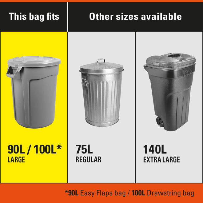 Hefty™ Garbage Bags, Value Pack Large 90 Litres Black, Drawstring, 80 Bags, Fits simplehuman code X 🍁 All In One Marketplace Canada