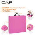 CAP Barbell Folding Exercise Mat – Durable, Anti-Tear, Thick Padding for Fitness, Aerobics, Gymnastics & Home Workouts. 72"L x 24"W x 2"Thick. PINK 🍁 All In One Marketplace Canada