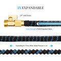 Expandable Garden Hose, Water Hose 100ft with 10 Function Nozzle, Flexible Hose with 3/4" Solid Brass Fittings, Extra Strength Fabric, Easy Storage Kink Free, Black & Blue 🍁 All In One Marketplace Canada