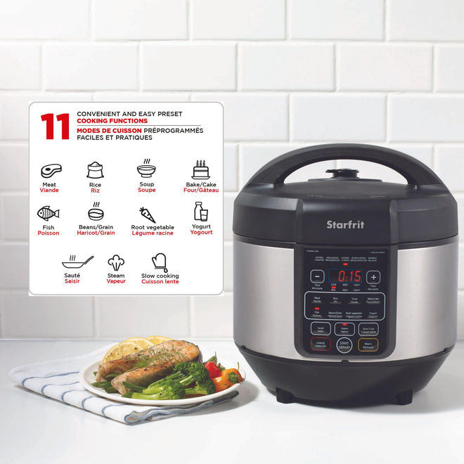 Starfrit Electric Pressure Cooker - 8L Capacity - Steam Tray, Measuring Cup & Spatula - 11 Preset Cooking Functions 🍁 All In One Marketplace Canada