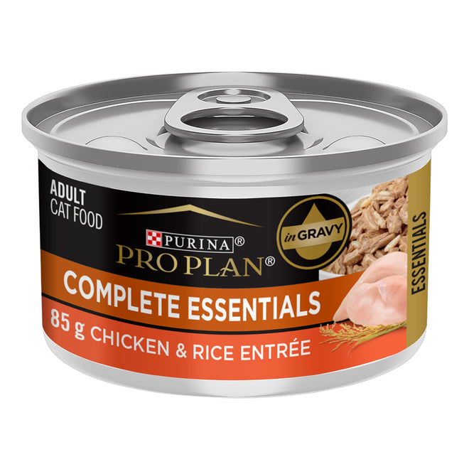 Purina Pro Plan Complete Essentials Wet Cat Food, Chicken & Rice Entree in Gravy - 85 g Can (24 Pack) 🍁 All In One Marketplace Canada
