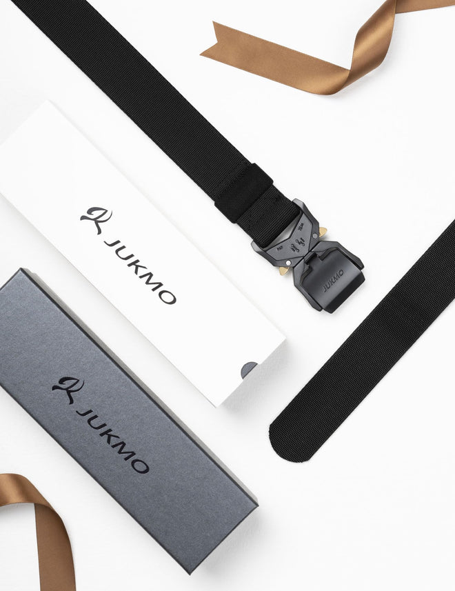 JUKMO Tactical Belt, Military Hiking Rigger 1.5 inches Nylon Web Work Belt with Heavy Duty Quick Release Buckle (Black, Medium) 🍁 All In One Marketplace Canada