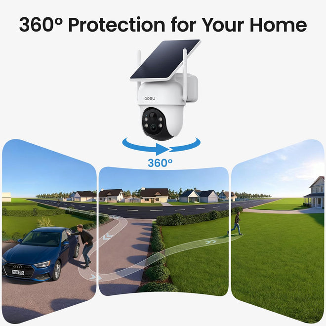 AOSU Security Cameras Outdoor Wireless, 2 Cam-Kit, No Subscription Required, Solar-Powered, Home Security Cameras System with 360° Pan & Tilt, Auto Tracking, 2K Color Night Vision, Easy Setup 🍁 All In One Marketplace Canada