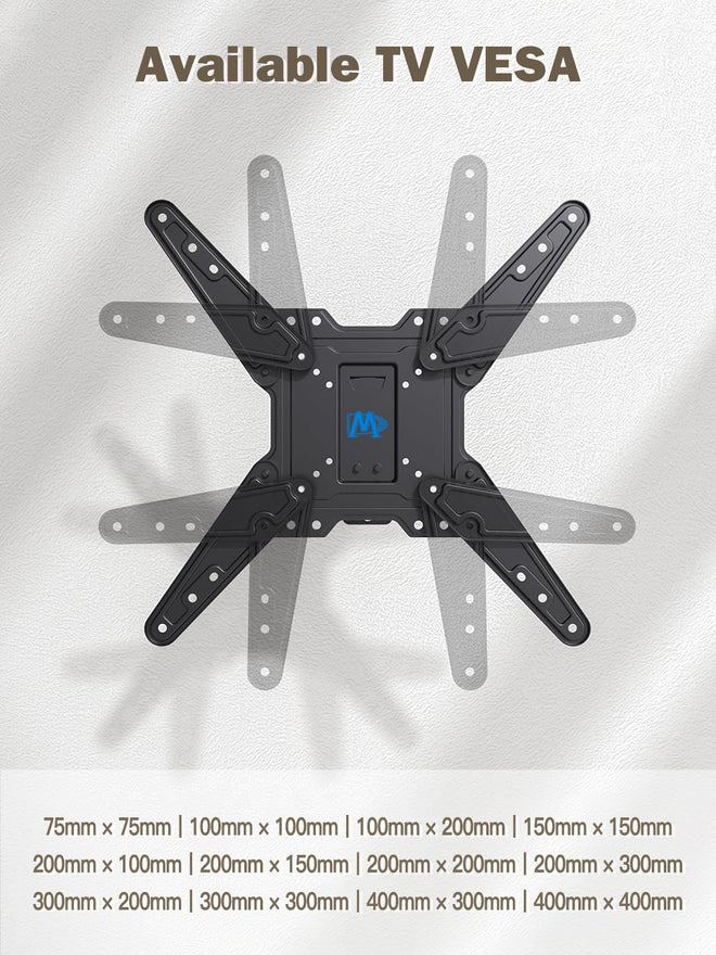 Mounting Dream TV Mount for Most 26-55 Inch TVs, Full Motion TV Wall Mount with Perfect Center Design on Single Stud Articulating Mount Max VESA 400x400mm up to 77 LBS, MD2413-MX 🍁 All In One Marketplace Canada