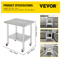 VEVOR Stainless Steel Work Table with Wheels 24 x 30 Prep Table with casters Heavy Duty Work Table for Commercial Kitchen Restaurant Business 🍁 All In One Marketplace Canada