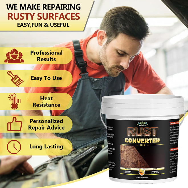 Meuvcol 2-in-1 Rust Converter & Metal Primer, 35 Floz Black Rust Remover Paint For Metal, Ultra Automotive Rust Reformer & Seal, Long-Lasting Rust Preventative Coating, Rust Inhibitor Repair Kit 🍁 All In One Marketplace Canada