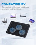 HAVIT HV-F2056 15-17 Inch Laptop Cooler Cooling Pad - Slim Portable USB Powered (3 Fans)(Black+Blue) 🍁 All In One Marketplace Canada