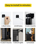 Retractable Baby Gates for Stairs, 55 Wide Mesh Dog Gate for Doorways, 33.6" Tall Easy to Use Pet Fence for The House, Toddler Safety Essentials Indoor&Outdoor, Black 🍁 All In One Marketplace Canada