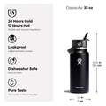 Hydro Flask 32 Oz Stainless Steel Wide Mouth Water Bottle with Leakproof Flex Straw Cap, Trillium 🍁 All In One Marketplace Canada