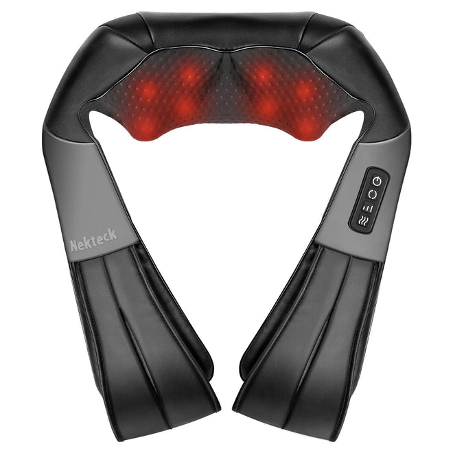 Nekteck Shiatsu Back Neck Massager,2026 Upgraded 3D Back Shoulder Kneading Massage Pillow, Deep Kneading Shoulder Massager with Heat, Waist Massage Pillow for Home Car and Office Use (NOT Cordless) 🍁 All In One Marketplace Canada