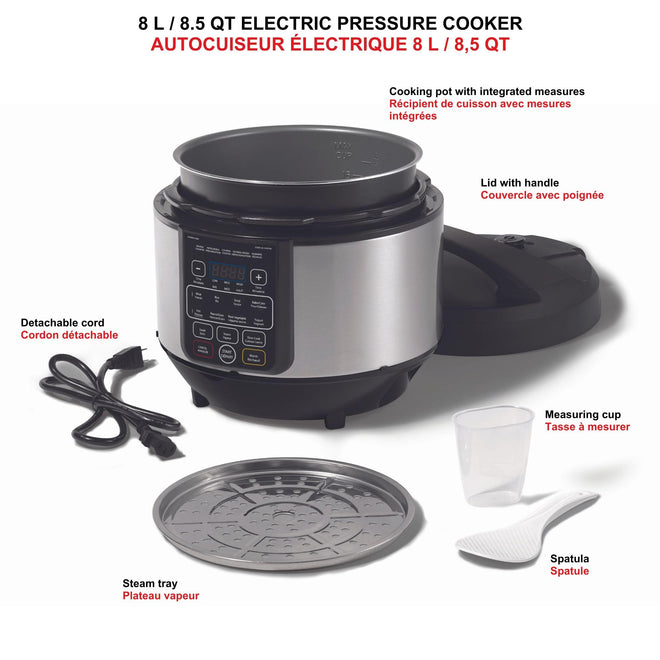 Starfrit Electric Pressure Cooker - 8L Capacity - Steam Tray, Measuring Cup & Spatula - 11 Preset Cooking Functions 🍁 All In One Marketplace Canada