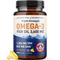 Triple Strength Omega 3 Fish Oil | 120 Softgels | 3600 mg Fish Oil | Over 2100mg of Omega-3 Fatty Acids | Heart and Cognitive Support | 1300mg EPA + 860mg DHA | Wild Caught & Burpless | 120 Ct 🍁 All In One Marketplace Canada