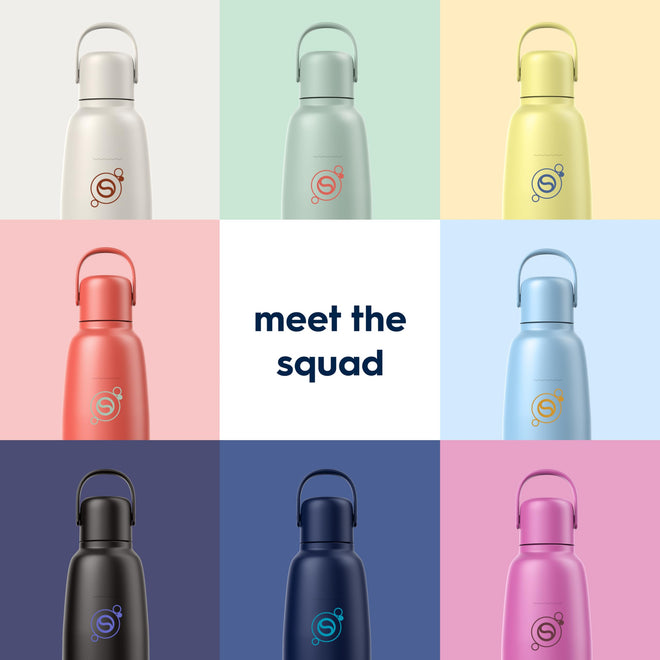 SodaStream - Fizz & Go Cool Bottle | Stainless Steel Carbonating Water Bottle | Keeps Drinks Cold 12 Hrs | Cupholder Friendly | Compatible with Pink CO2 cylinder machines | Blueberry color | 0.9L 🍁 All In One Marketplace Canada