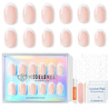 Modelones French Tip Press On Nails, Short Oval Fake Nails Press Ons with Nail Glue, Adhesive Tabs, Nail File, Prep Pad, Manicure Stick, 32Pcs 16 Sizes, Nude, Valentines 🍁 All In One Marketplace Canada