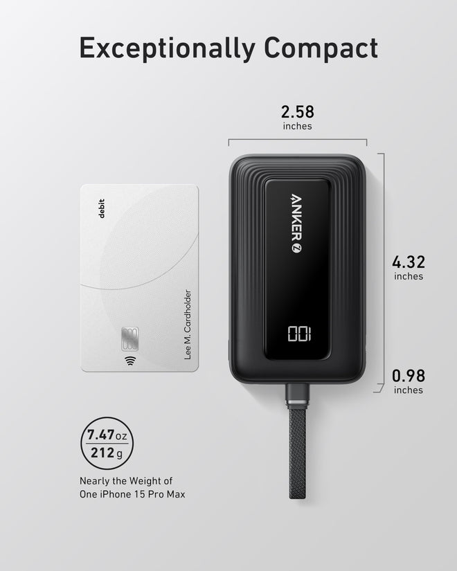 Anker Portable Charger, 10,000mAh 30W Power Bank, USB-C in and Out Fast Charging Battery Pack, Travel Essential Phone Power Bank, for iPhone 17/16, Galaxy and More (Black, 10000.00, Milliamp Hours) 🍁 All In One Marketplace Canada