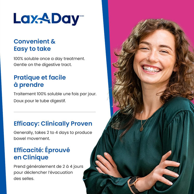 LAX-A-Day Powder Laxative - No Taste, No Grit, No Sugar - Clinically Proven Relief of Occasional Constipation (60 Doses, 1020g) 🍁 All In One Marketplace Canada