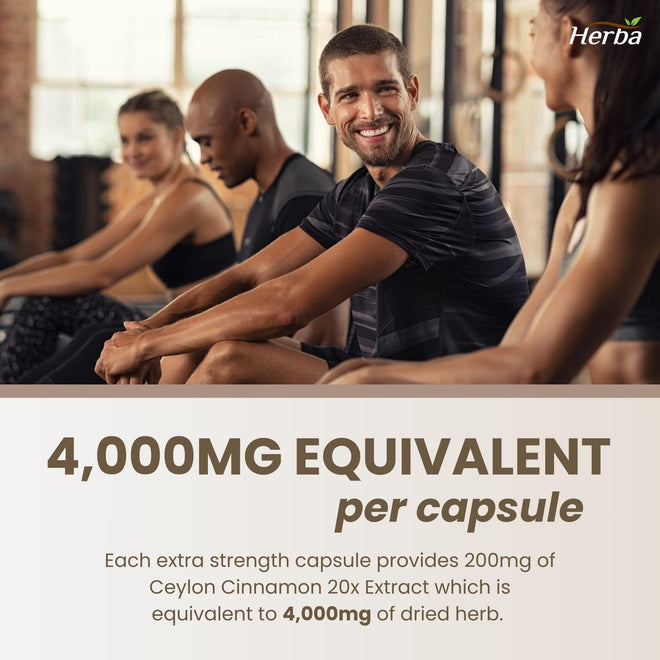 Herba Ceylon Cinnamon Capsules 4000mg - 180 Vegetable Capsules | Powerful 20:1 Extract from Sri Lanka | Equivalent to 4,000mg Dry Ceylon Cinnamon Powder | Made in Canada 🍁 All In One Marketplace Canada