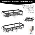 MOFOROCO 3-Pack Shower Caddy Basket Shelf with Soap Holder, No Drilling Traceless Adhesive Shower Wall Shelves, Rustproof Black Bathroom Shower Storage Organizer 🍁 All In One Marketplace Canada