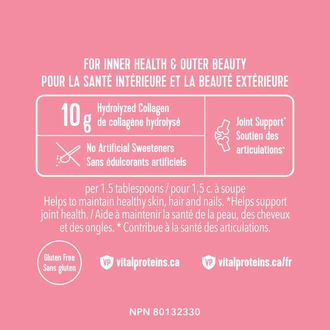 VITAL PROTEINS Beauty Collagen Peptides Strawberry Lemon Powder, Supports Hair, Skin & Nails With Hyaluronic Acid, Biotin & Vitamin C & Helps Form Collagen & Reduce Joint Pain Associated With Osteoarthritis, 201 g 🍁 All In One Marketplace Canada
