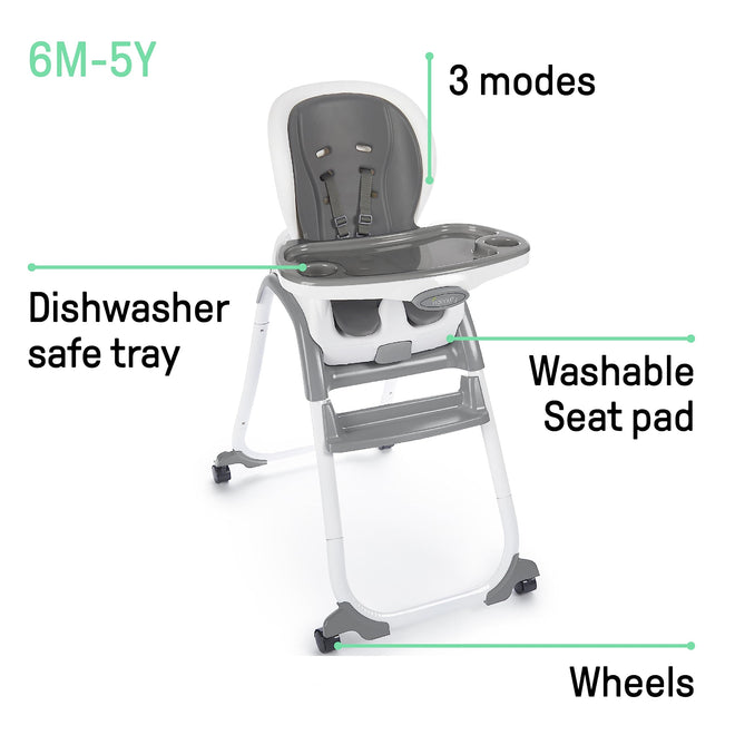 Ingenuity SmartClean Trio Elite 3-in-1 Convertible Baby High Chair, Toddler Chair, and Dining Booster Seat-Slate 🍁 All In One Marketplace Canada