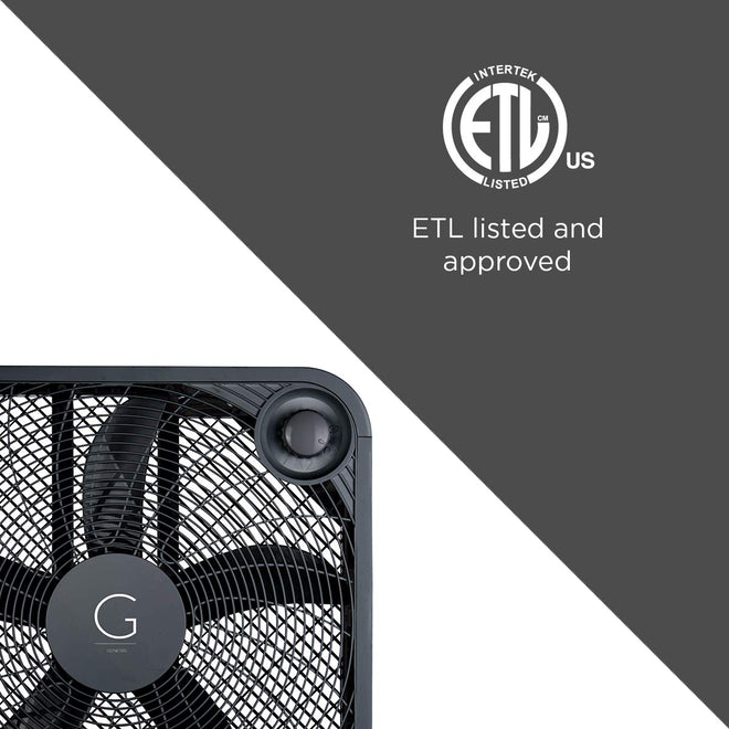 Genesis 20" Box Fan, 3 Settings, Max Cooling Technology, Carry Handle, Black (G20BOX-BLK) 🍁 All In One Marketplace Canada