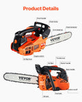 VEVOR Gas Chainsaw, 25.4CC 12" 1.2HP, Gasoline Powered Chain Saw, Handheld Cordless Petrol Chainsaws for Tree Wood Branch Cutting, Tree Trimming, Land Clearing, Farm Garden Ranch Forest Cutting Use 🍁 All In One Marketplace Canada