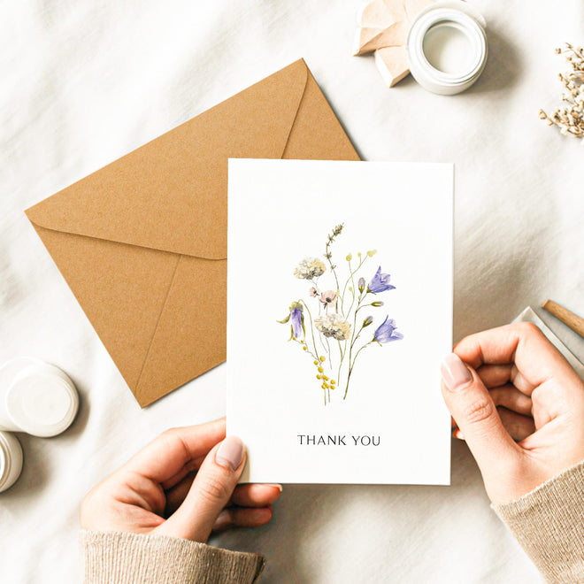 Thank You Cards with Envelopes - 32 Pack Wildflower Blank Cards With Adhesive Envelopes & Matching Stickers Perfect for Wedding, Bridal Showers, Baby Showers,Birthday, All Occasion 🍁 All In One Marketplace Canada