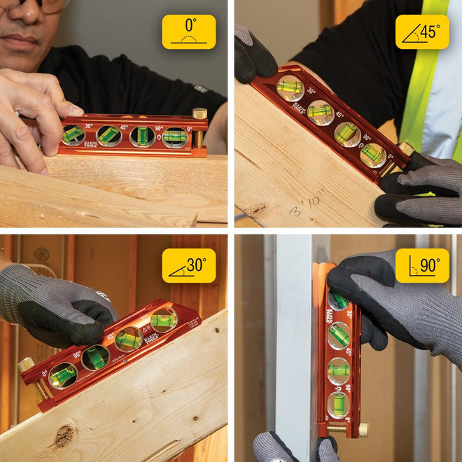 Klein Tools 935AB4V Level, 6-Inch Magnetic Torpedo and Conduit Level with 0/30/45/90 Degree Vials, V-Groove and Magnet Track, High Visibility Orange 🍁 All In One Marketplace Canada