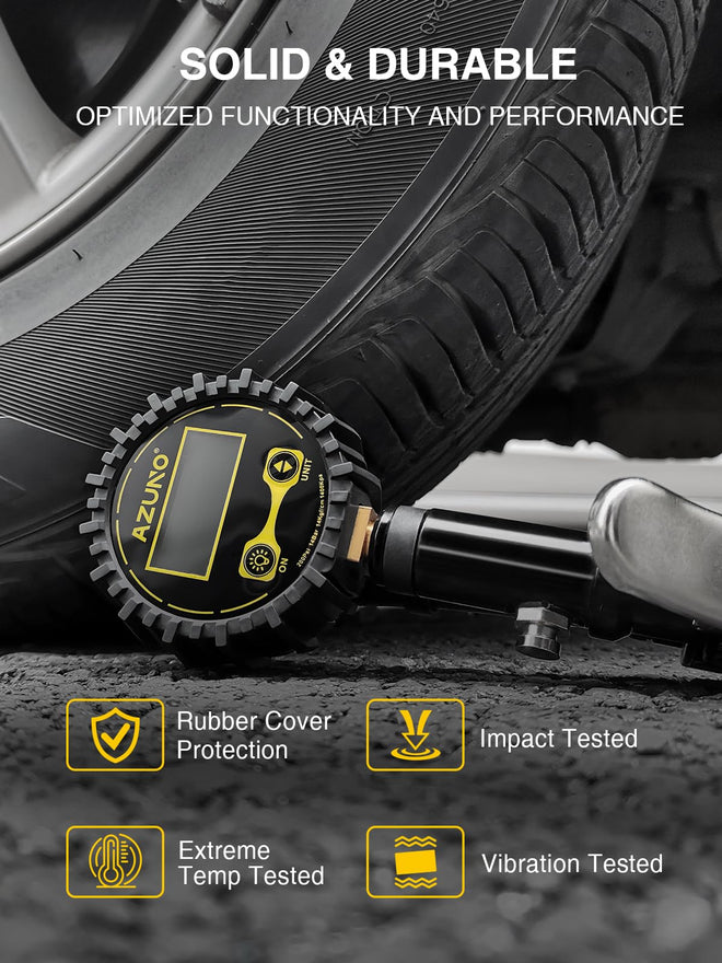 AZUNO Digital Tire Inflator with Pressure Gauge, 200 PSI, Heavy Duty Air Compressor Accessories, w/Rubber Hose Lock on Air Chuck and Quick Connect Coupler (Standard) 🍁 All In One Marketplace Canada