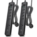 2 Pack Power Bar Surge Protector - 5 Widely Spaced Outlets 3 USB Charging Ports(2 USB C), 1875W/15A with 6Ft Braided Extension Cord, Flat Plug, Overload Surge Protection, Wall Mount for Home Office 🍁 All In One Marketplace Canada