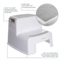 Dreambaby - 2 Up Toddler Step Stool With Non Slip Base, Kids Step Stool for Bathroom, Potty Training and Kitchen, Holds up to 175lbs - Grey & White 🍁 All In One Marketplace Canada