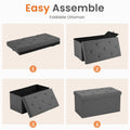 Sweetcrispy Folding Storage Ottoman Bench, Light Grey, Entryway Bench for Living Room, Ottomans with Storage for Bedroom, Heavy Duty 660 lbs Load Capacity, Linen Footrest Seat 🍁 All In One Marketplace Canada