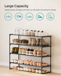 SONGMICS Shoe Rack, 4-Tier Shoe Organizer, Sturdy Storage Shelf, Upright or Upside Down, for 20-25 Pairs, Stackable, for Entryway, 30 x 92 x 75 cm, Black ULSA14BK 🍁 All In One Marketplace Canada